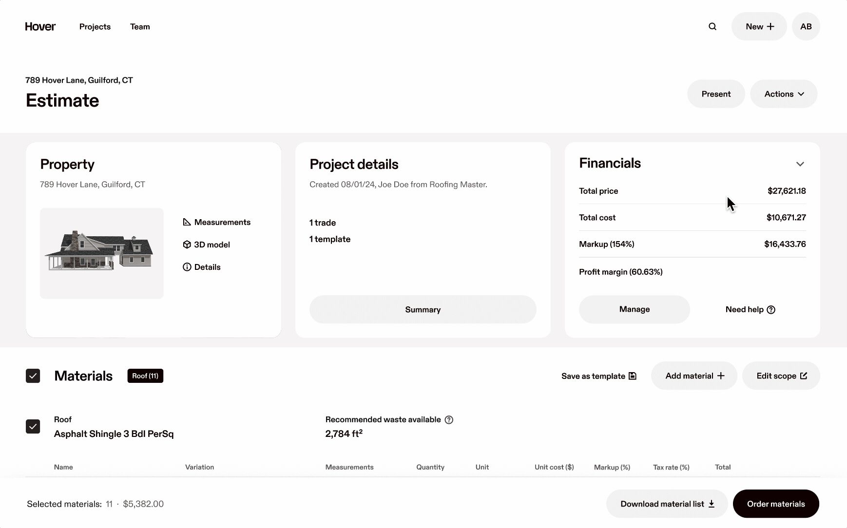 Creating multiple Hover Estimates video overview