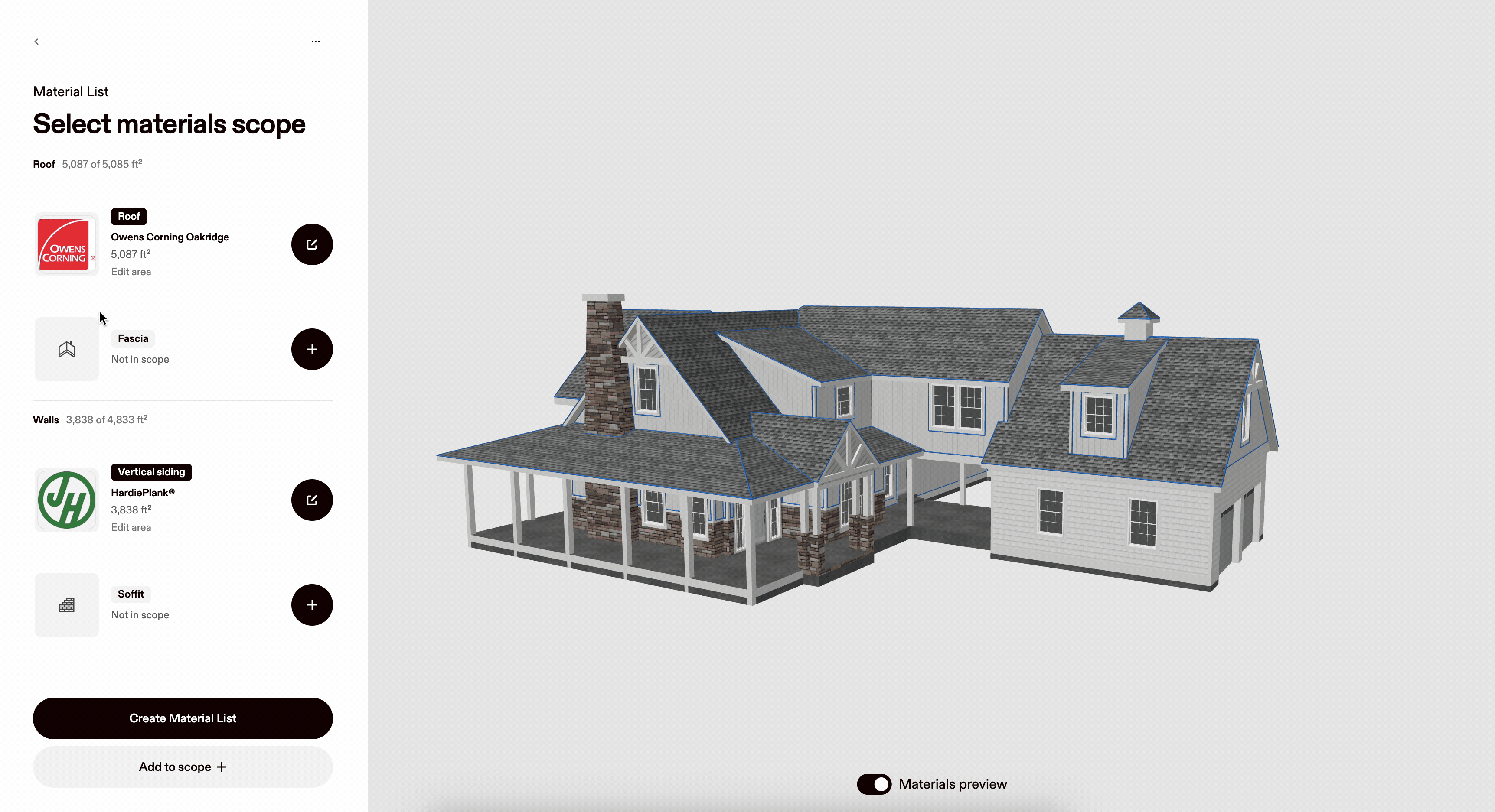 Hover Estimates solution video selecting roof and siding materials