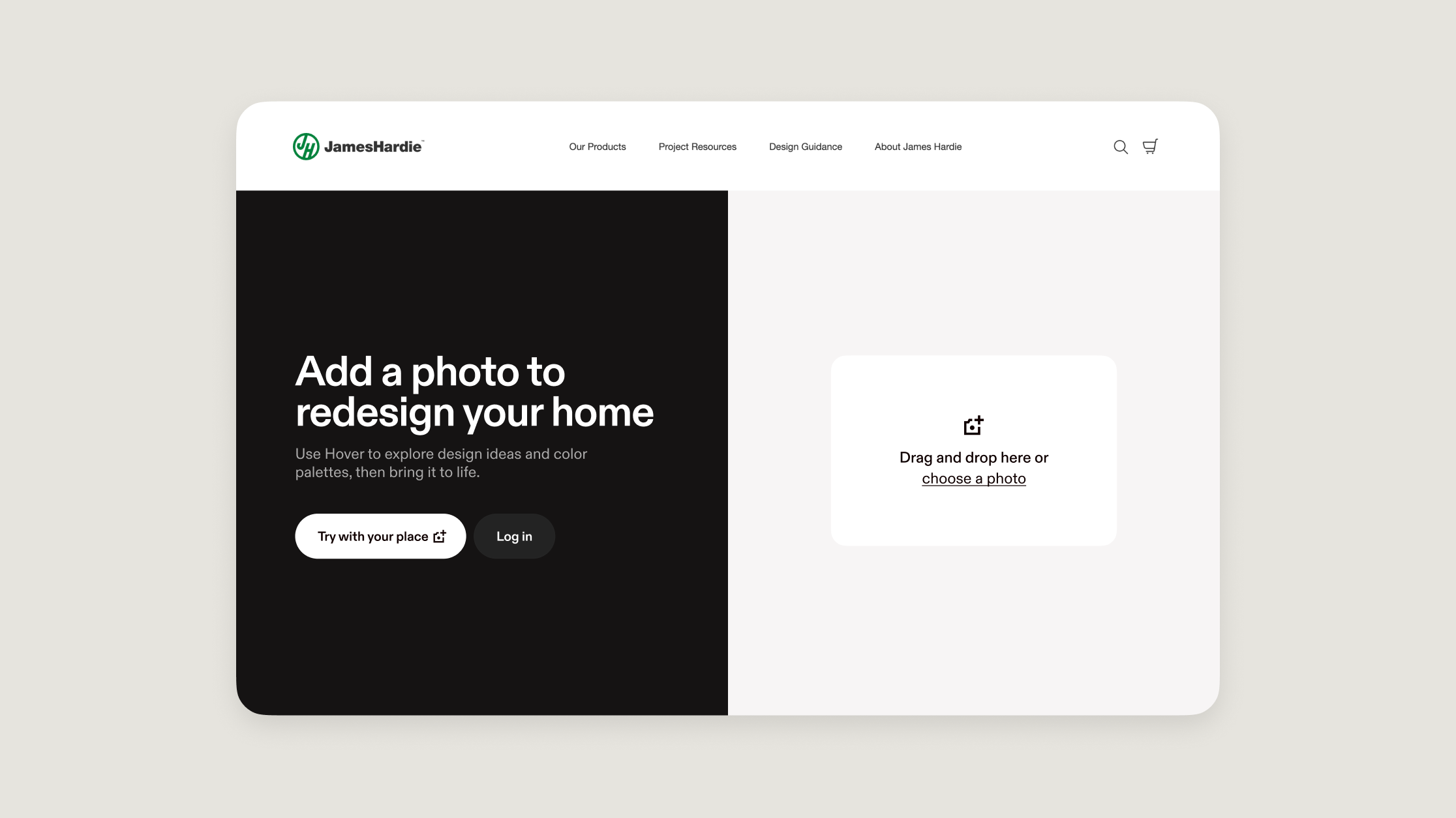 A screen showing Hover Design embedded on a partner website.