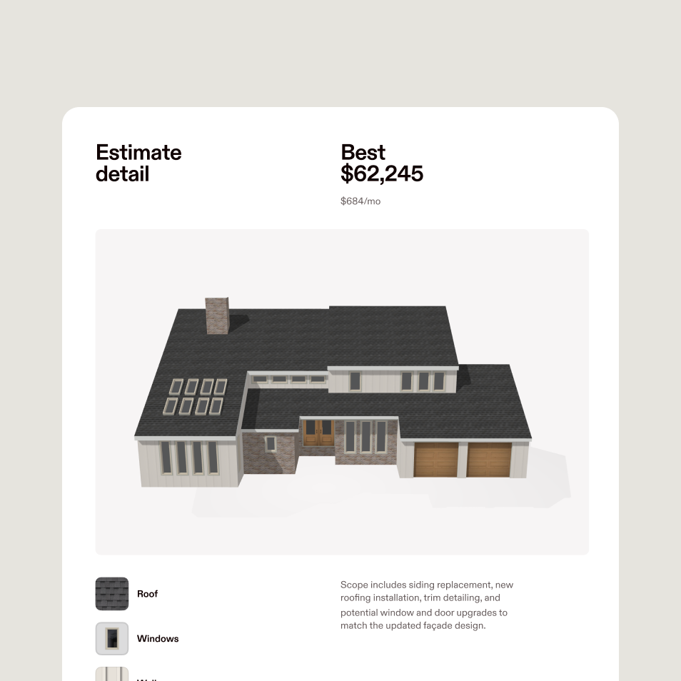 A cropped image of a proposal produced in Hover