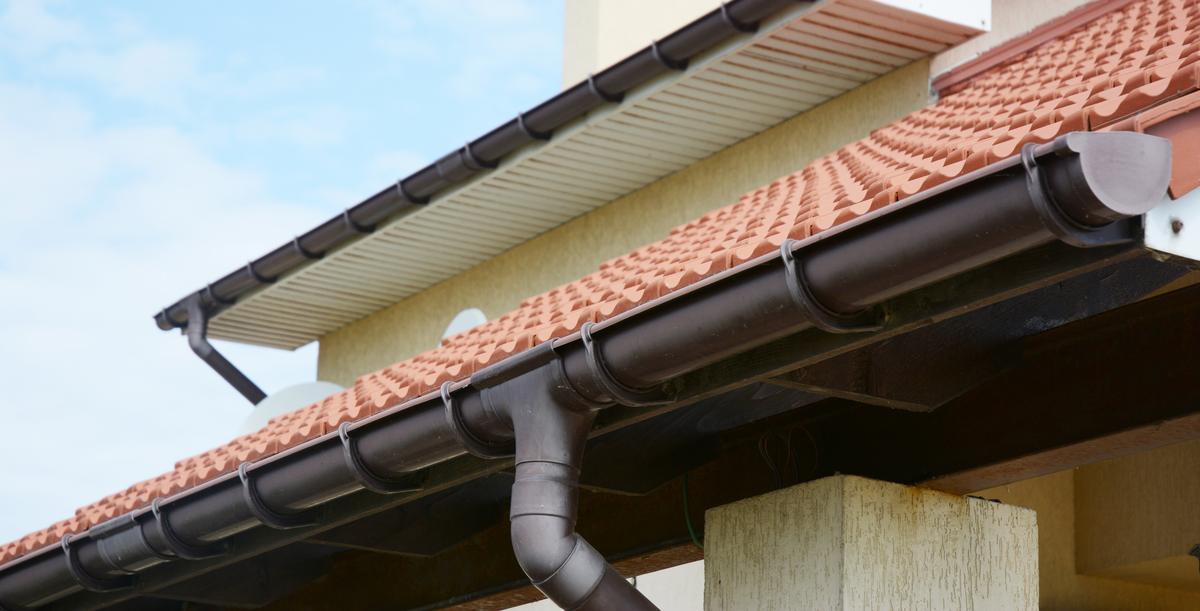 house roof gutter close up